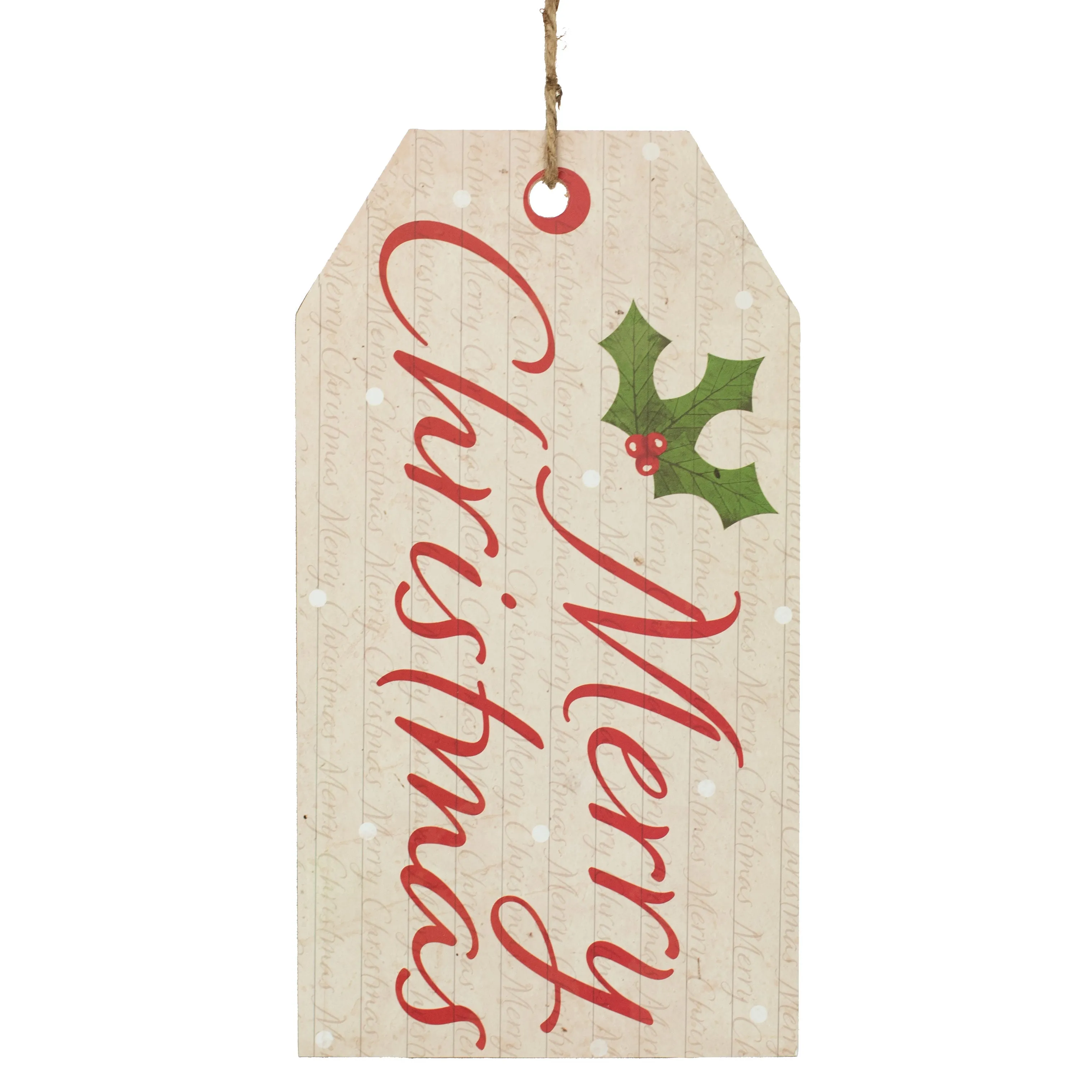 12" Wooden Sign: Merry Christmas Luggage Tag