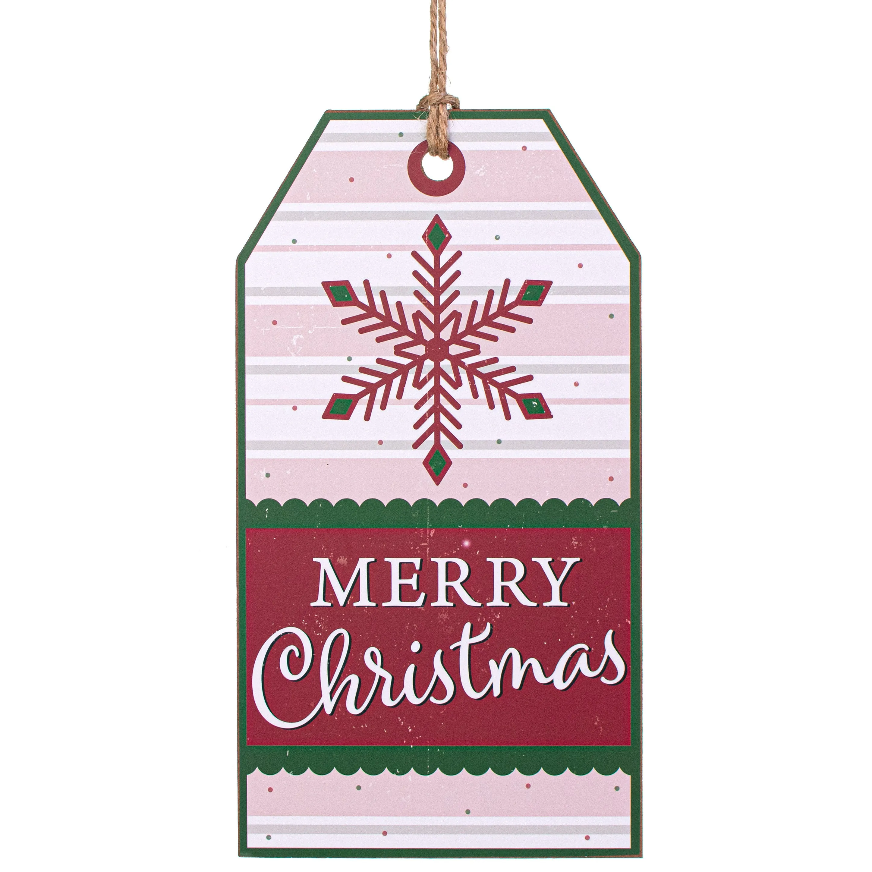 12" Wooden Sign: Snowflake Christmas Luggage Tag