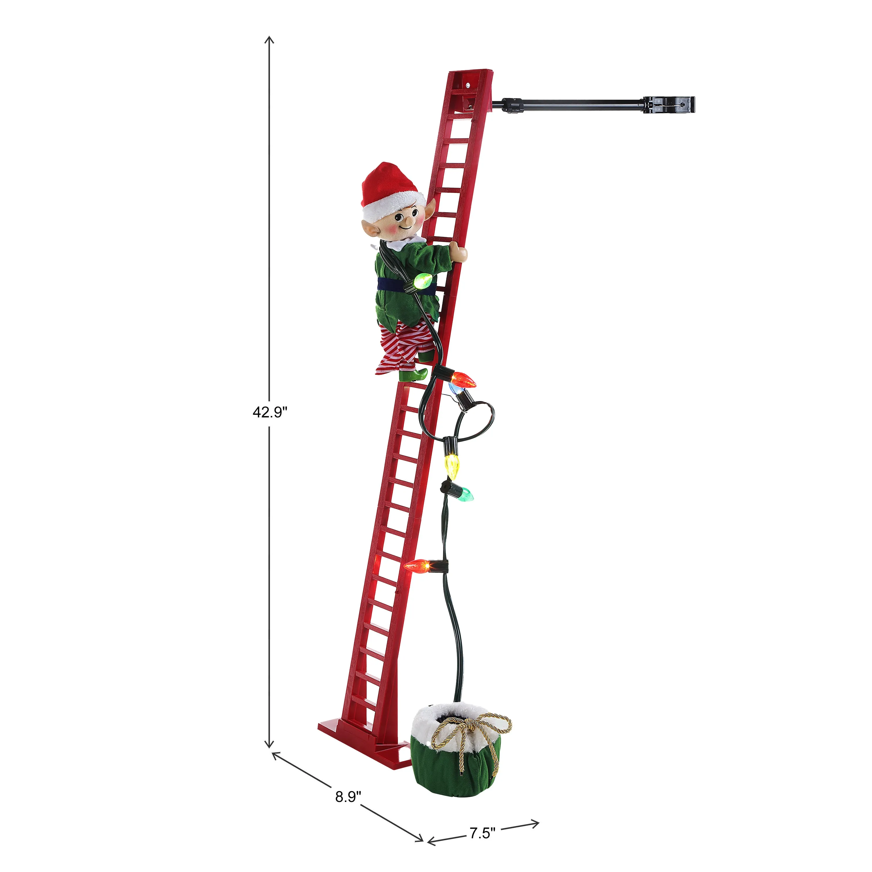 43 in. Animated Ladder Climbing White Elf