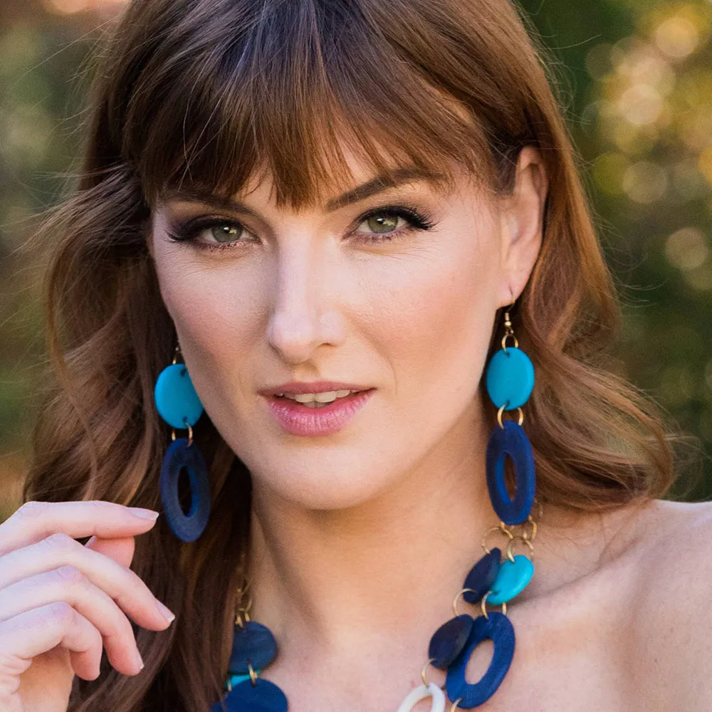 Anju Omala Azure Coast Collection Disc and Oval Beads Earrings