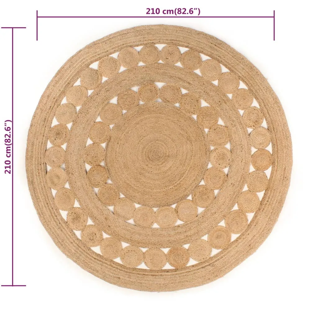 Area Rug Braided Design Jute 210 cm Round