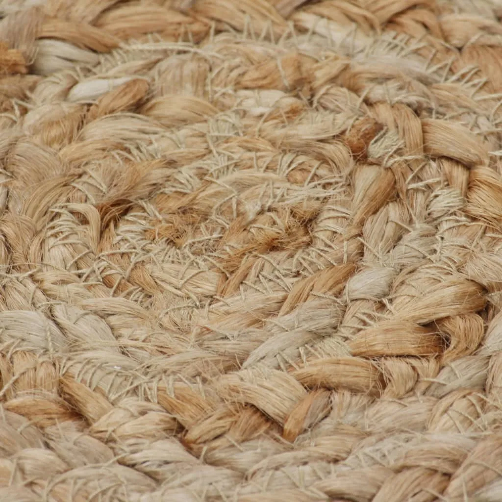 Area Rug Braided Design Jute 90 cm Round