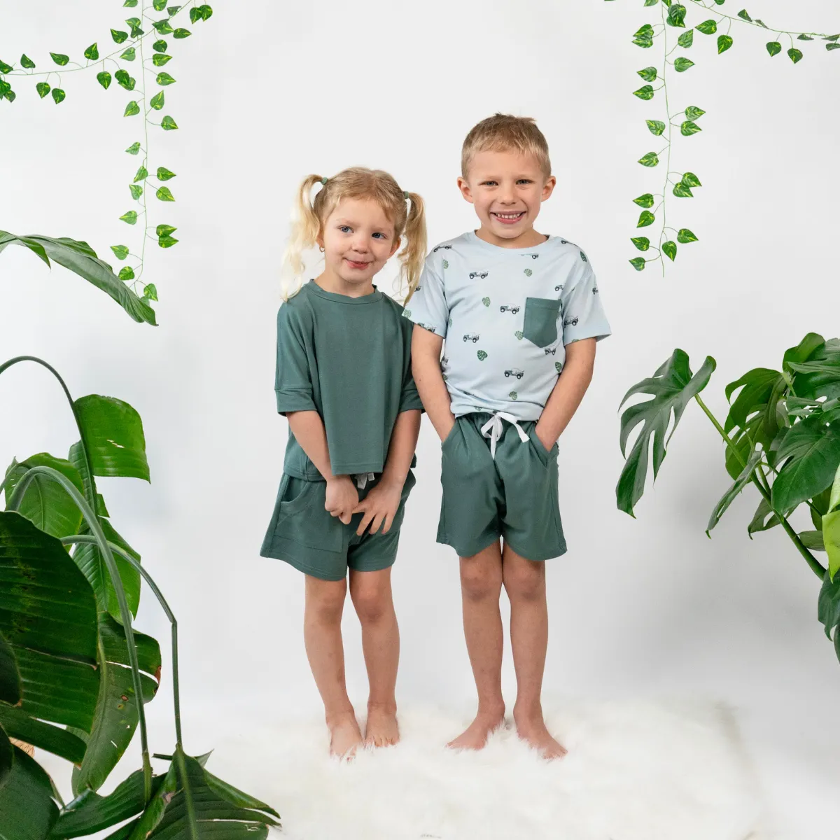 Baggy Top & Shorts Set - Leafy Green