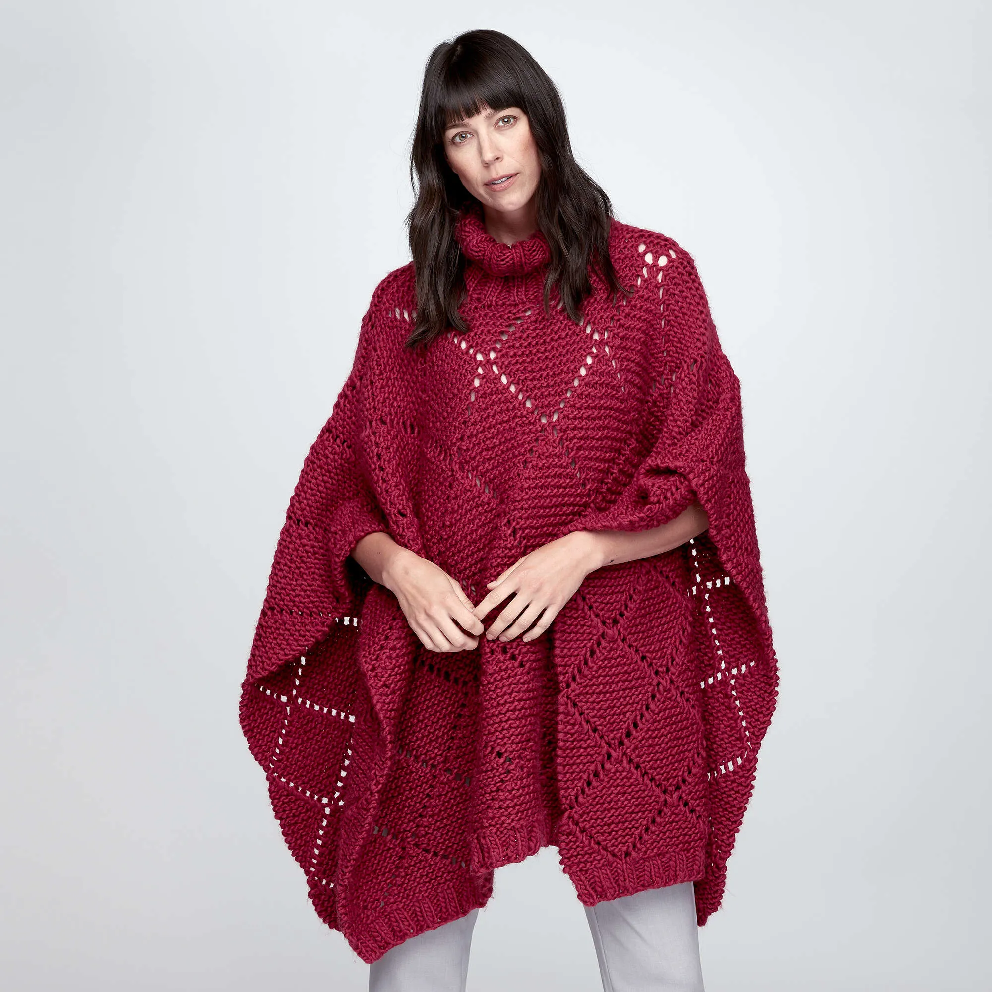 Bernat Garter Lace Knit Poncho