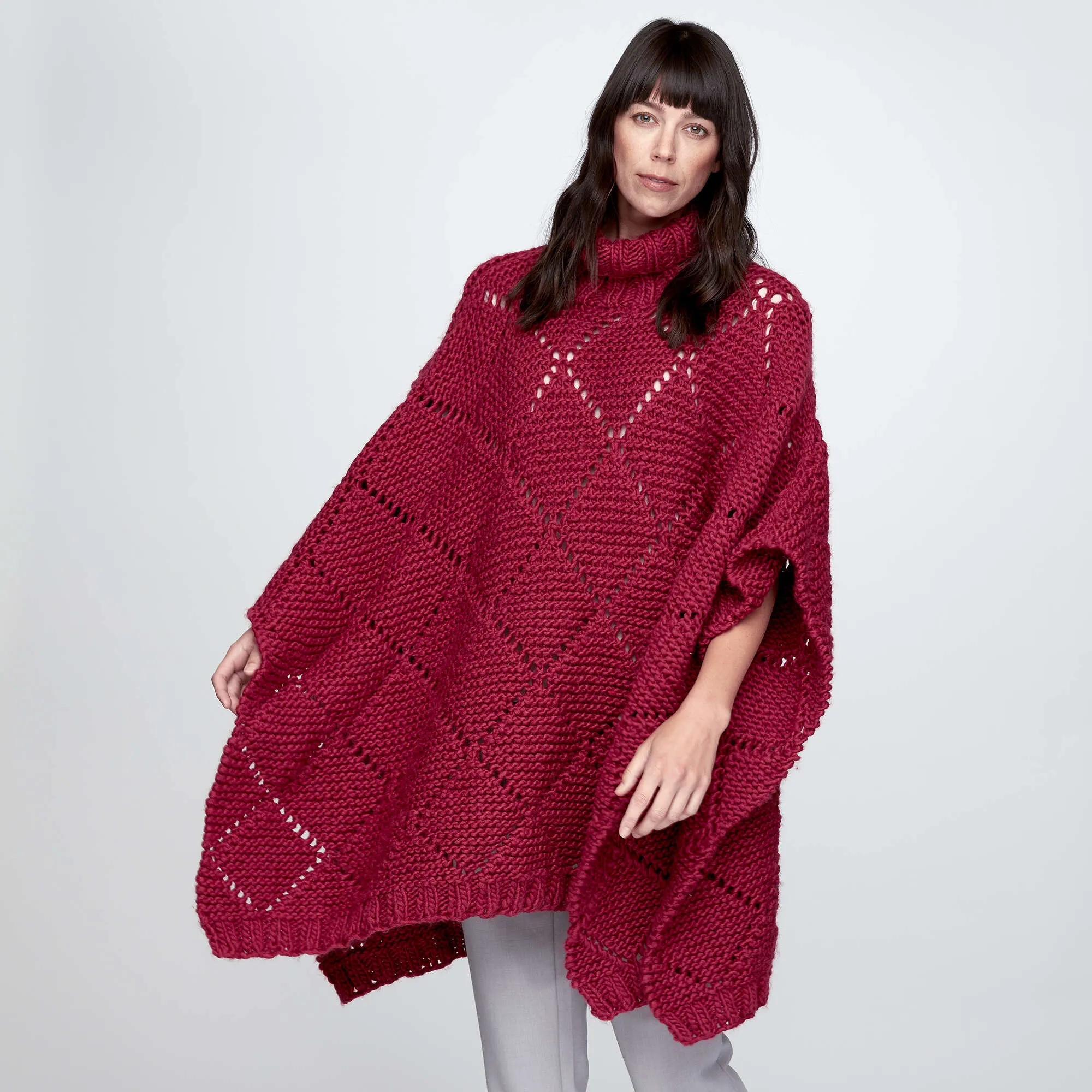 Bernat Garter Lace Knit Poncho