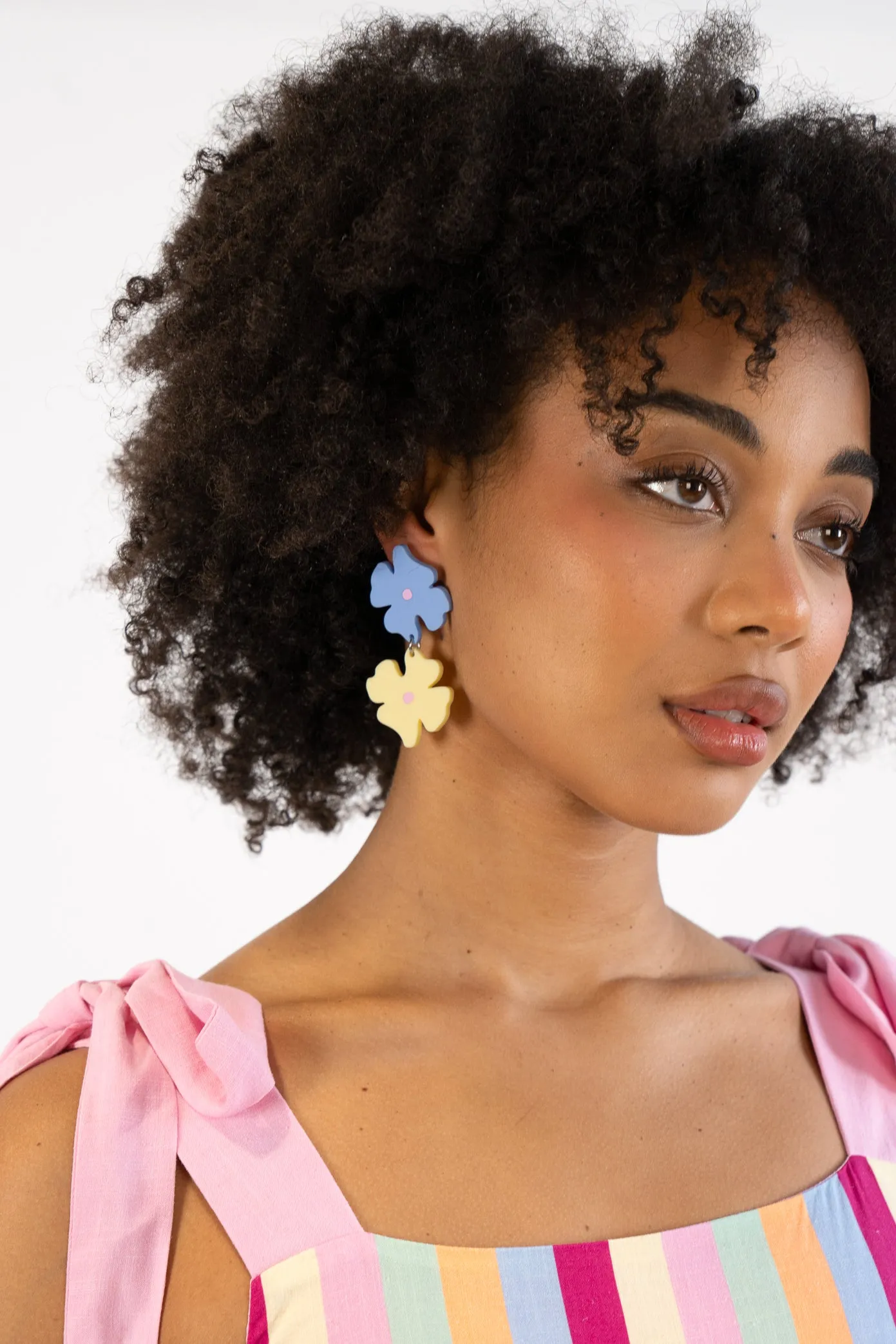 Blue & Yellow Blossom Dangle Earrings