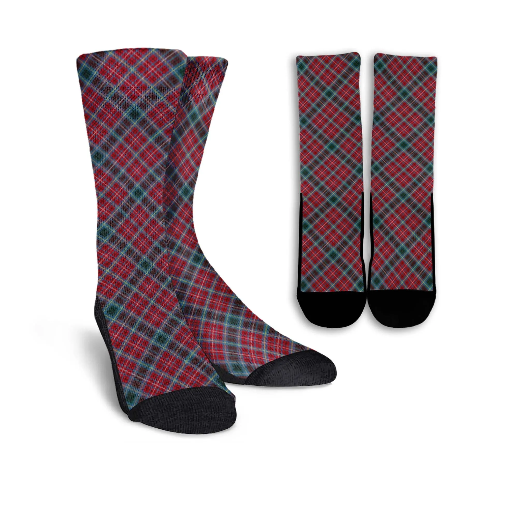 British Columbia Province Canada Tartan Crew Socks Cross Tartan Style