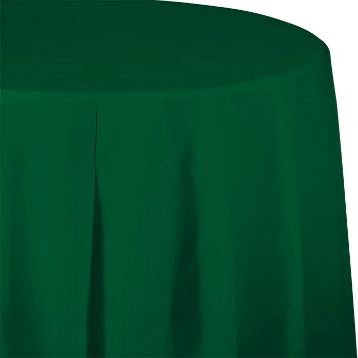 Bulk Hunter Green Round Plastic 82 inch Table Covers (12 per Case)