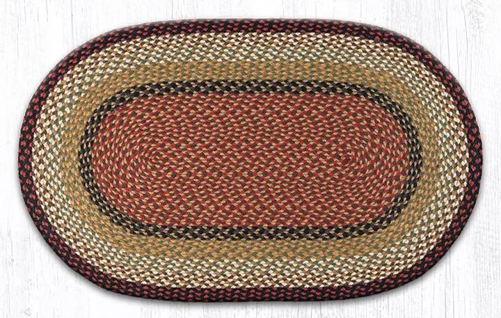 Burgundy & Mustard Braided Rug - Oval