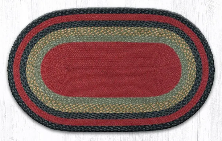 Burgundy, Charcoal, & Olive Braided Rug - Oval