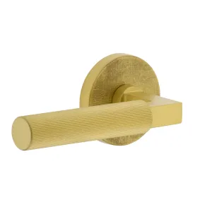 Circolo Linen Rosette with Contempo Fluted Lever in Satin Brass