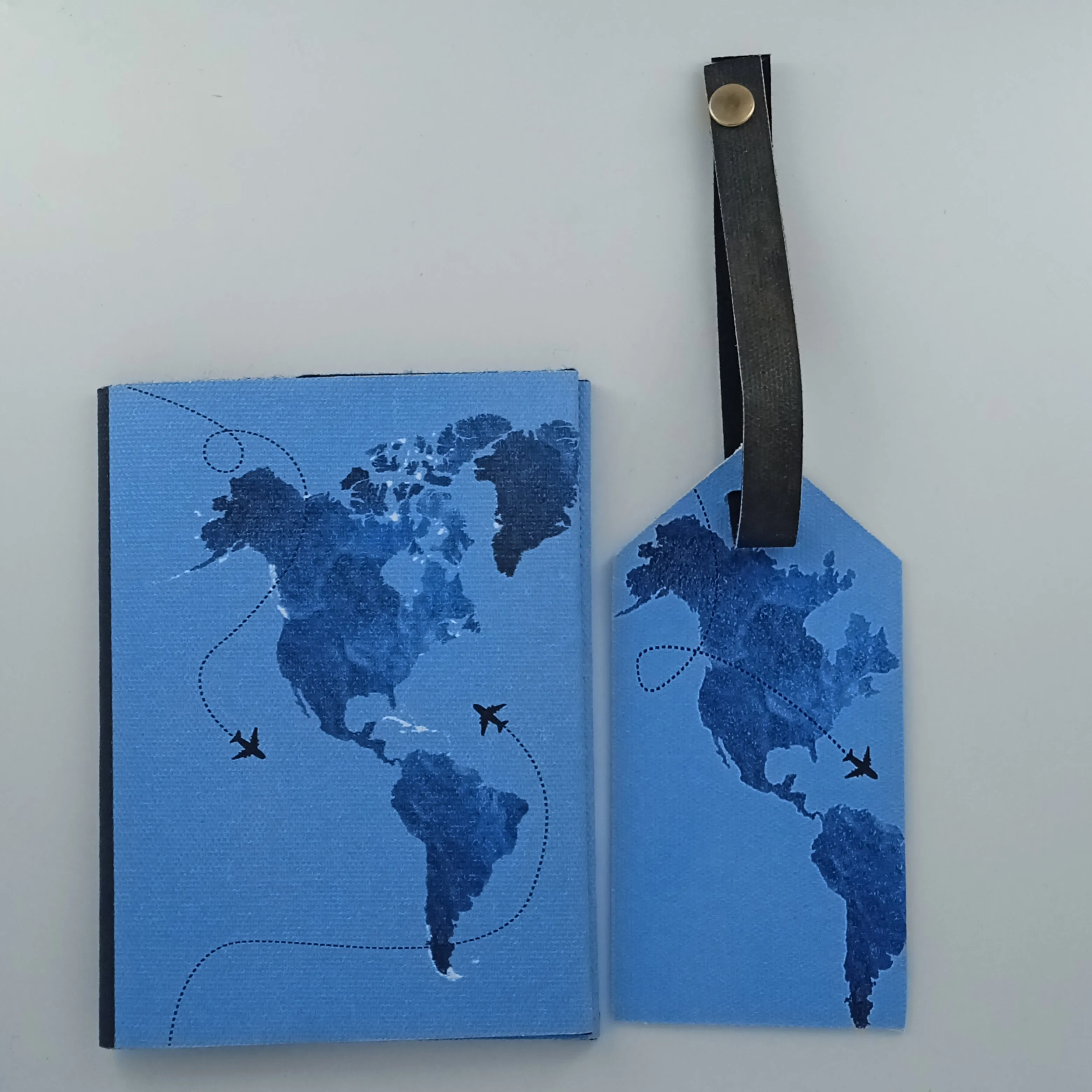 Cotton Canvas World Map Gift Set - Blue