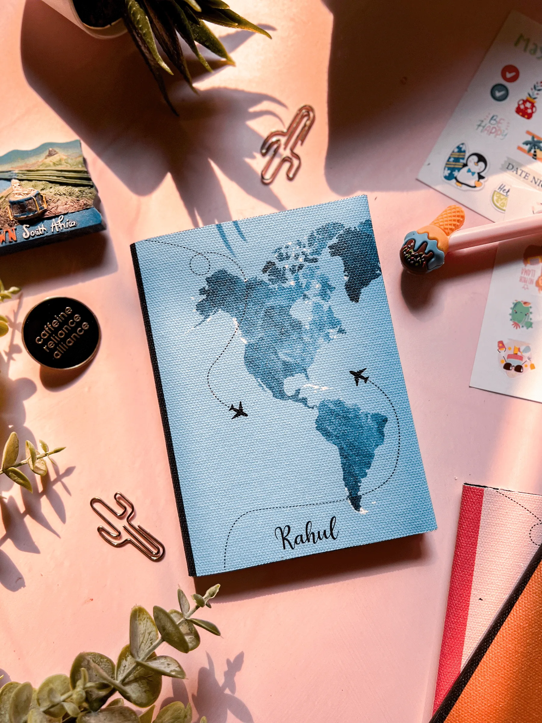 Cotton Canvas World Map Gift Set - Blue