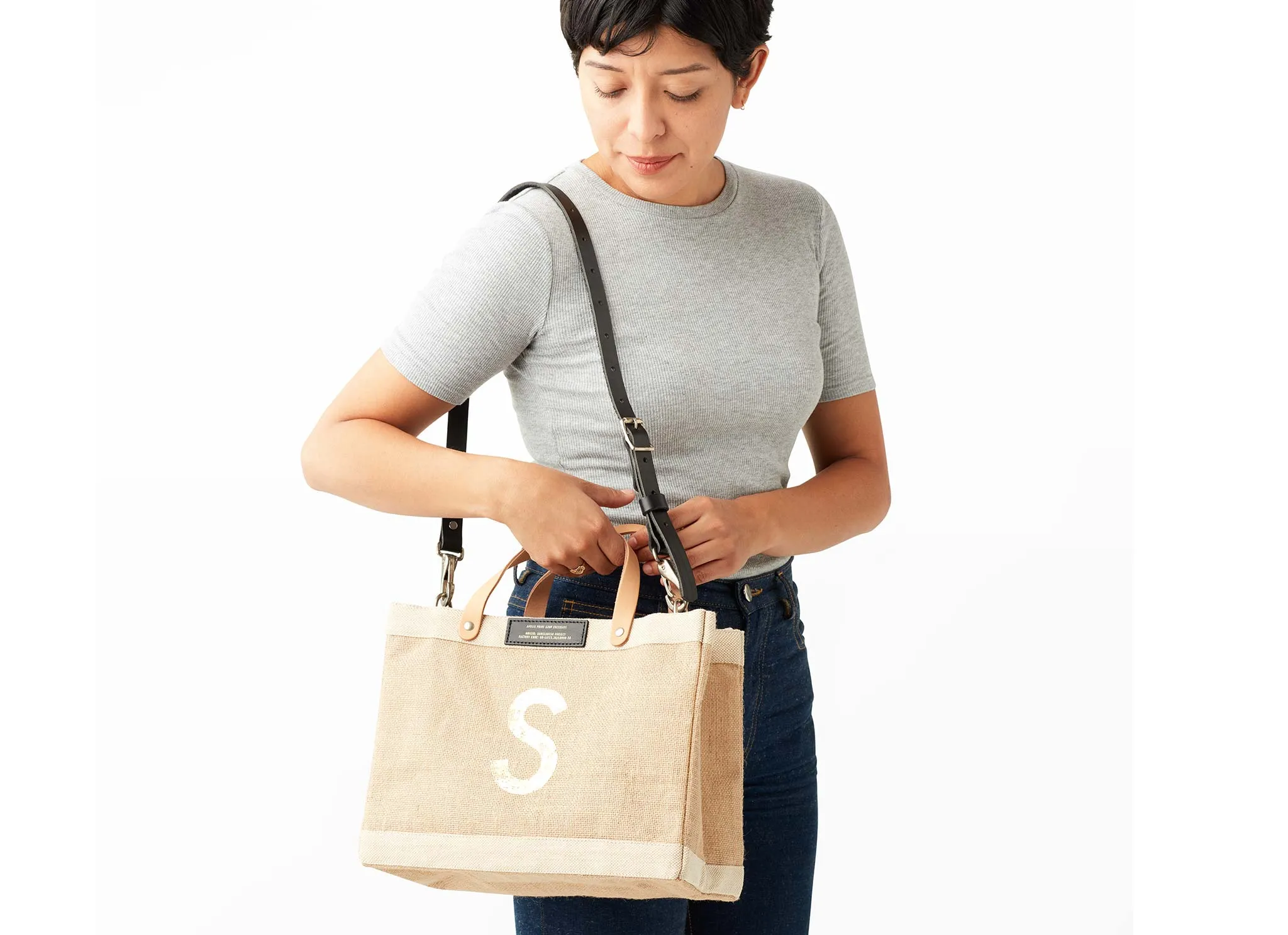 Customizable Gold Foil Detachable Handle Petite Market Bag | Artist Collaboration