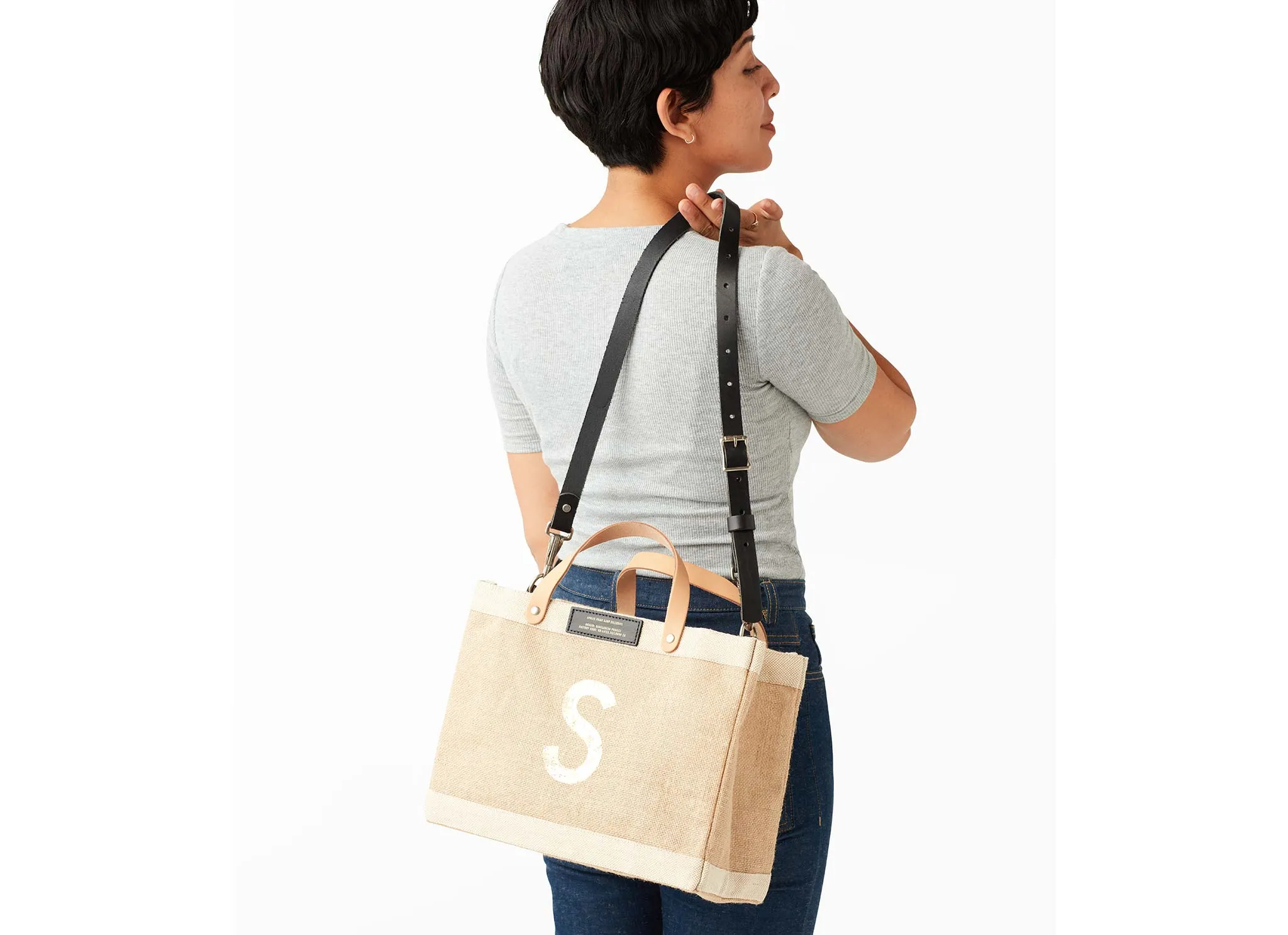 Customizable Gold Foil Detachable Handle Petite Market Bag | Artist Collaboration