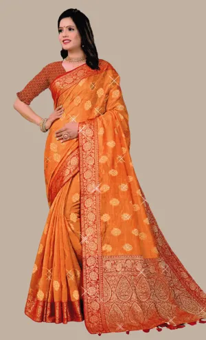 Deep Mustard Embroidered Sari