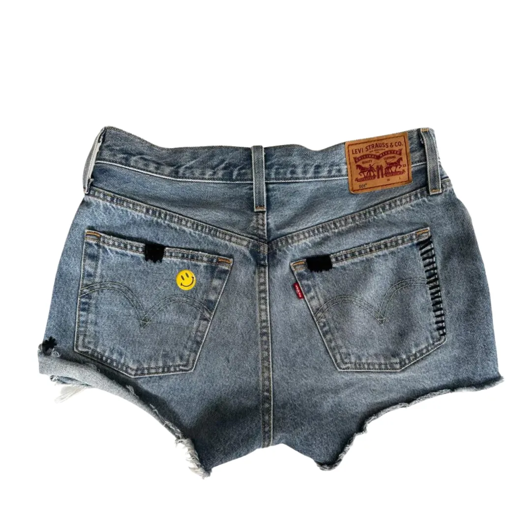 Denim Hand Embroidered Smiles Shorts - Levi’s 501