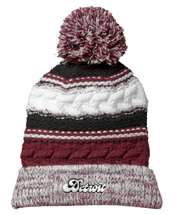 Detroit Cursive Pom Beanie