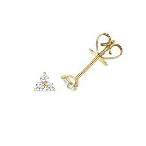 Diamond Jewellery 18ct Gold Three Stone Diamond Studs EDQ358