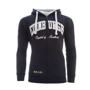 Edinburgh Zipped Hooded Sweatshirt Top Navy/Grey