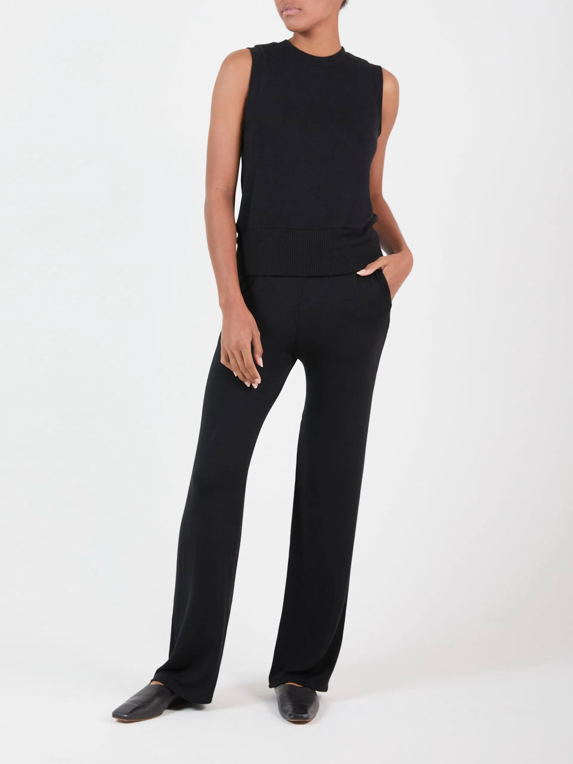 Flared pant in stretch modal knit