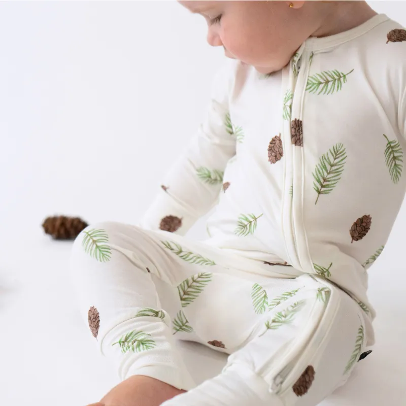 Footless Sleeper with Fold-Over Cuffs - Pine Cones