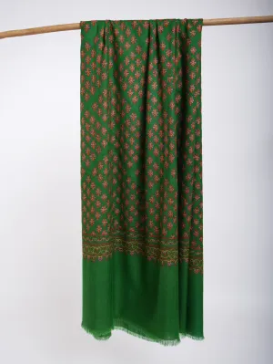 Green Mughal Stars Hand Embroidered Pashmina Shawl