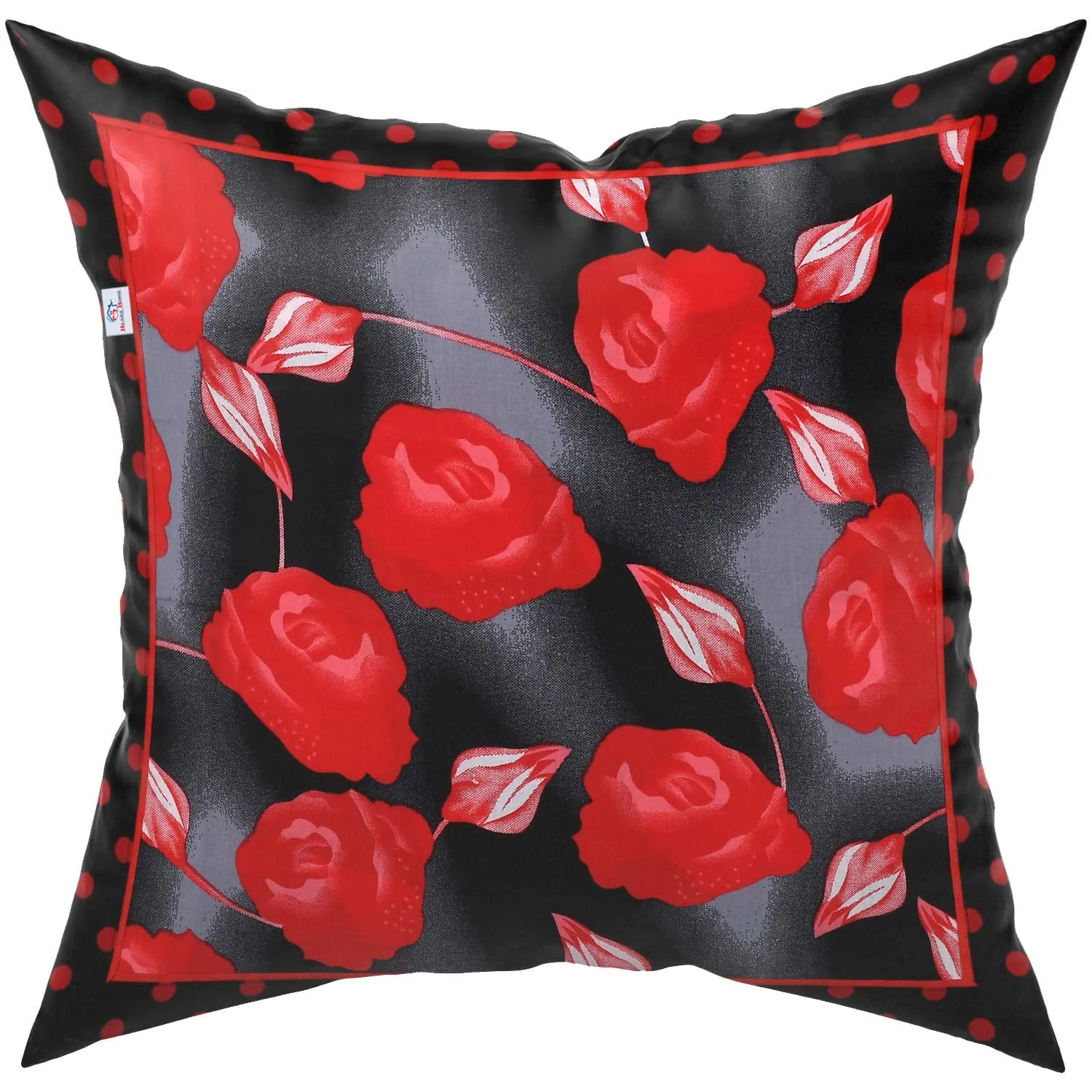 Heart Home Cushion Cover|Sofa Cushion Covers|Rose Print Sitting Cushion Cover|Cotton Cushion Filler|16x16 Inch|Set of 5 (Red)