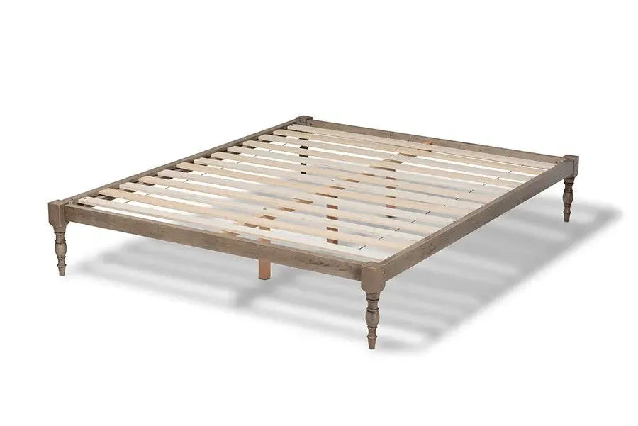 Iseline Antique Grey Wood Platform Bed Frame (King)