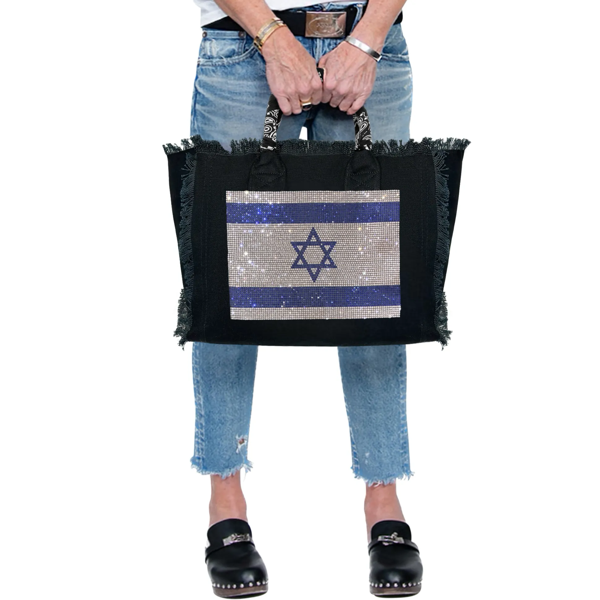 Israel Flag Canvas Fringe Bag