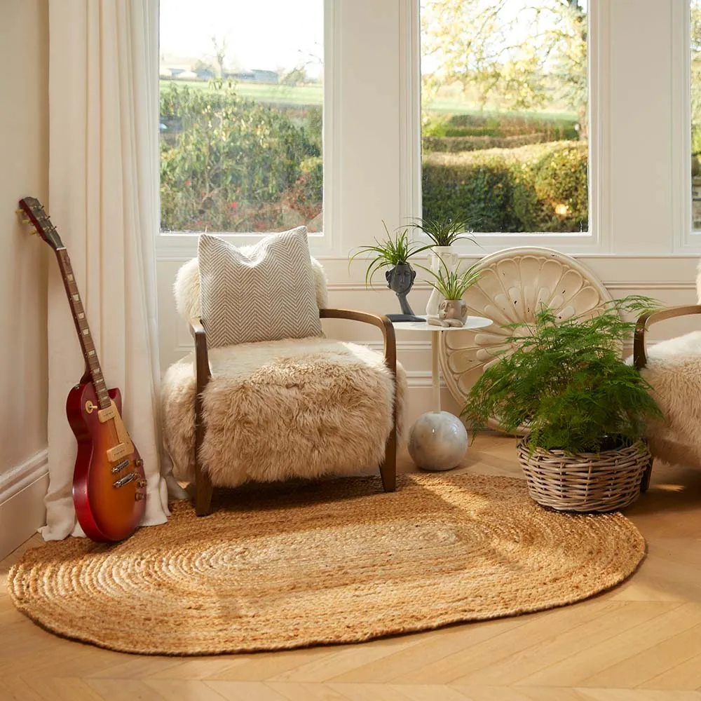 Jute Extra Rug Plain Oval