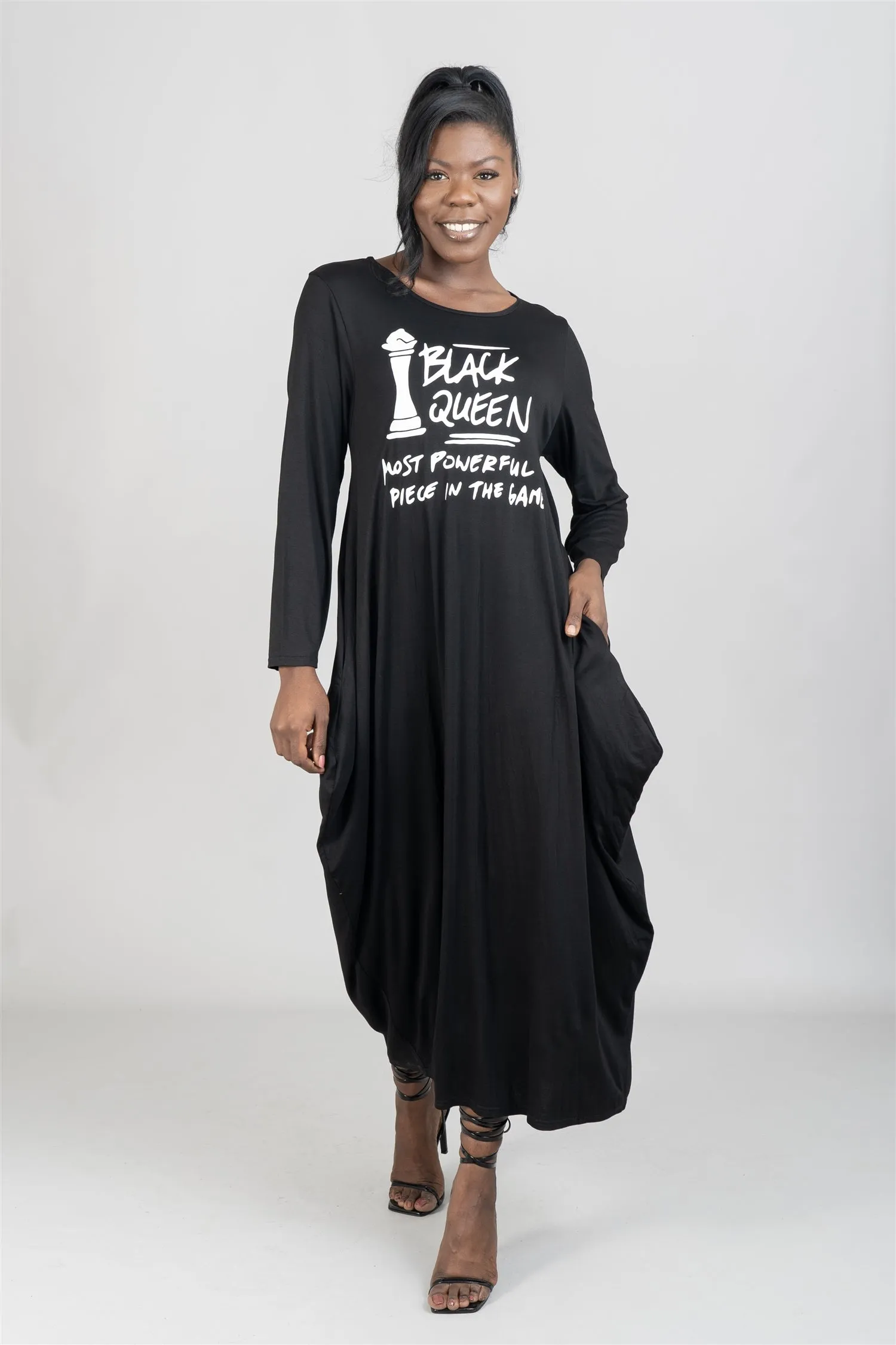 KaraChic CHH22122 Black Queen Knit Maxi Dress