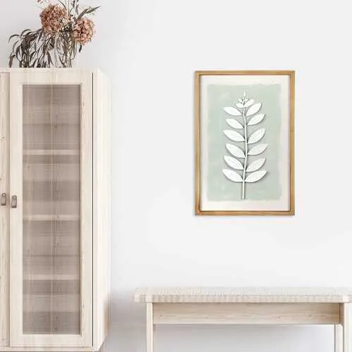 Leaf Wall Art with Ivory Distress Finish