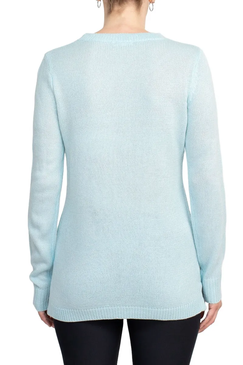 Lissy Crew Neck Long Sleeve Solid Knit Top