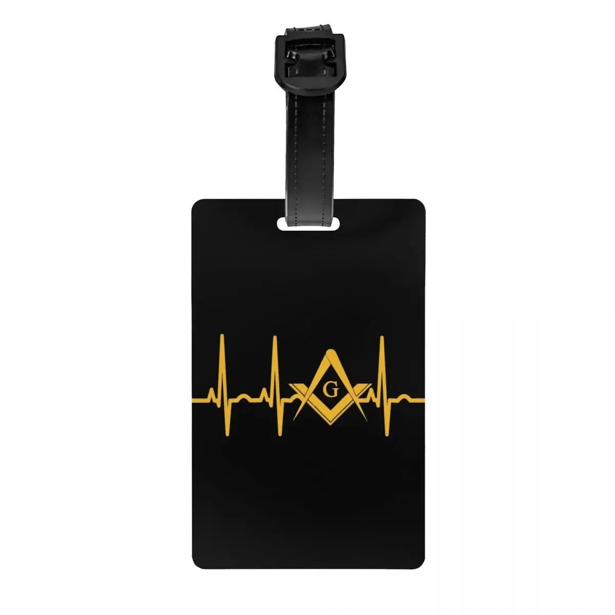 Master Mason Blue Lodge Luggage Tag - Black & Yellow Square and Compass Design