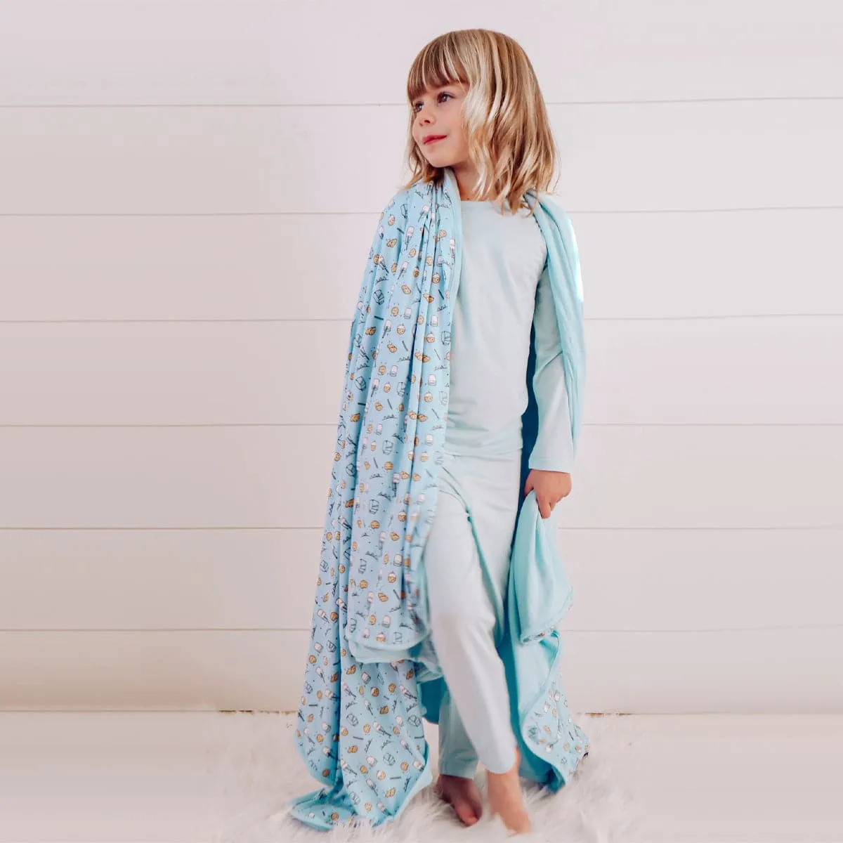 Milk & Cookies Blue Bamboo Blanket