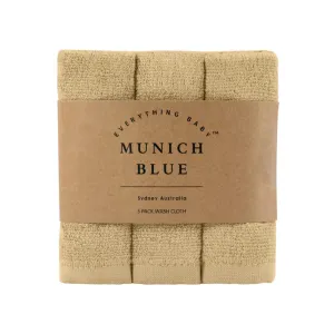 Munich Blue 3pk Face Washer - Wild Oats