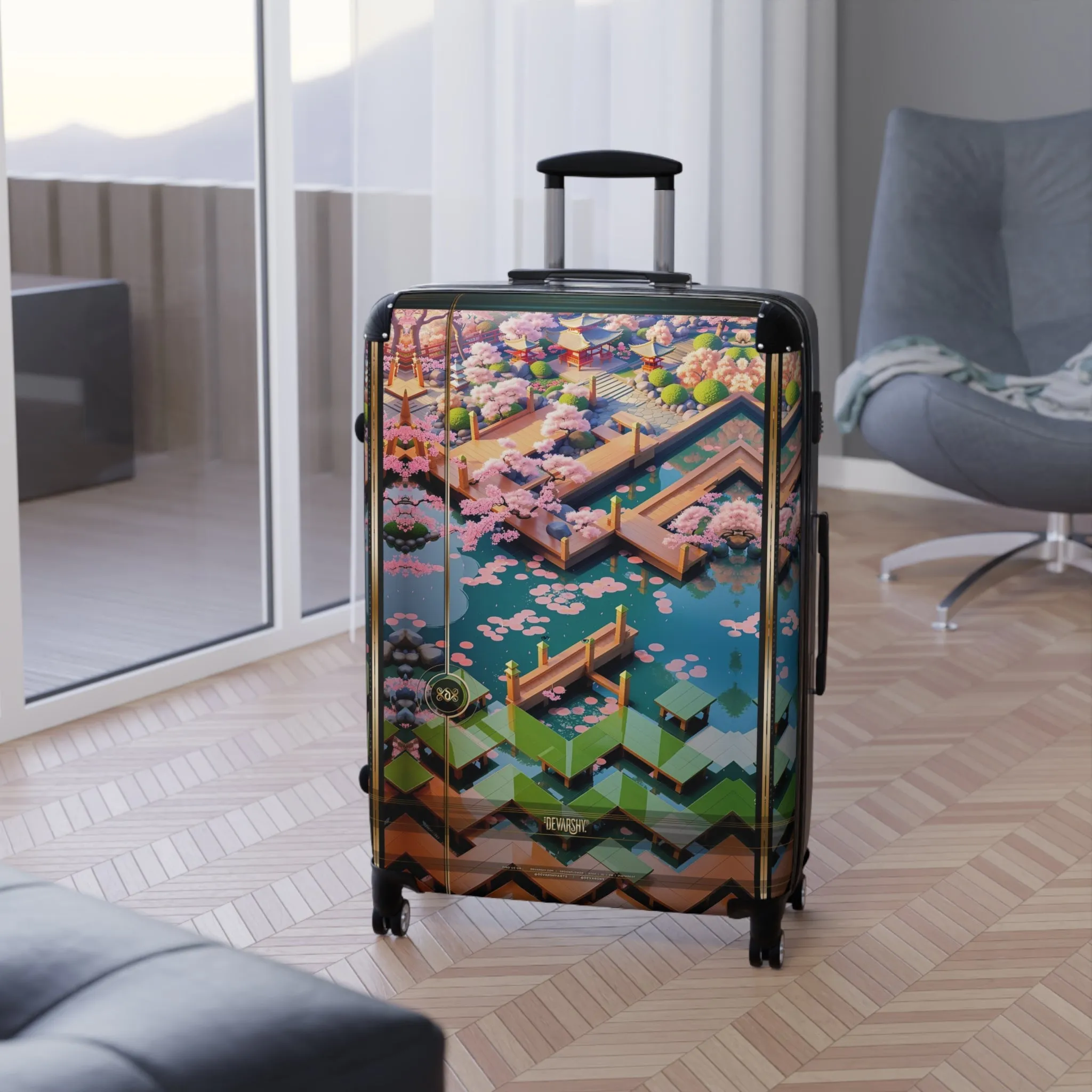 Nippon Chevron Suitcase Waterpark Art Luggage Carry-on Suitcase Premium Hard Shell Wheels Suitcase | D20208