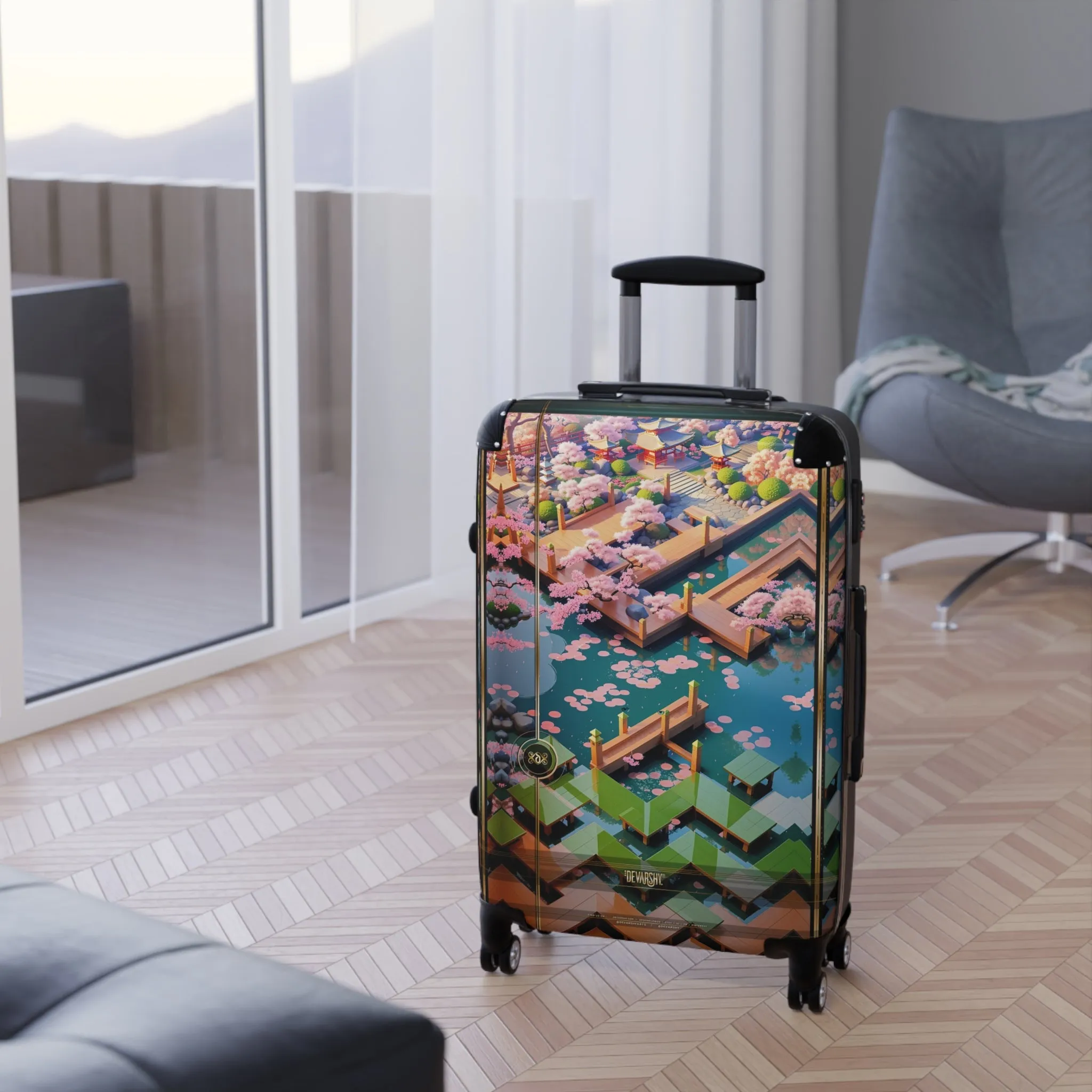 Nippon Chevron Suitcase Waterpark Art Luggage Carry-on Suitcase Premium Hard Shell Wheels Suitcase | D20208