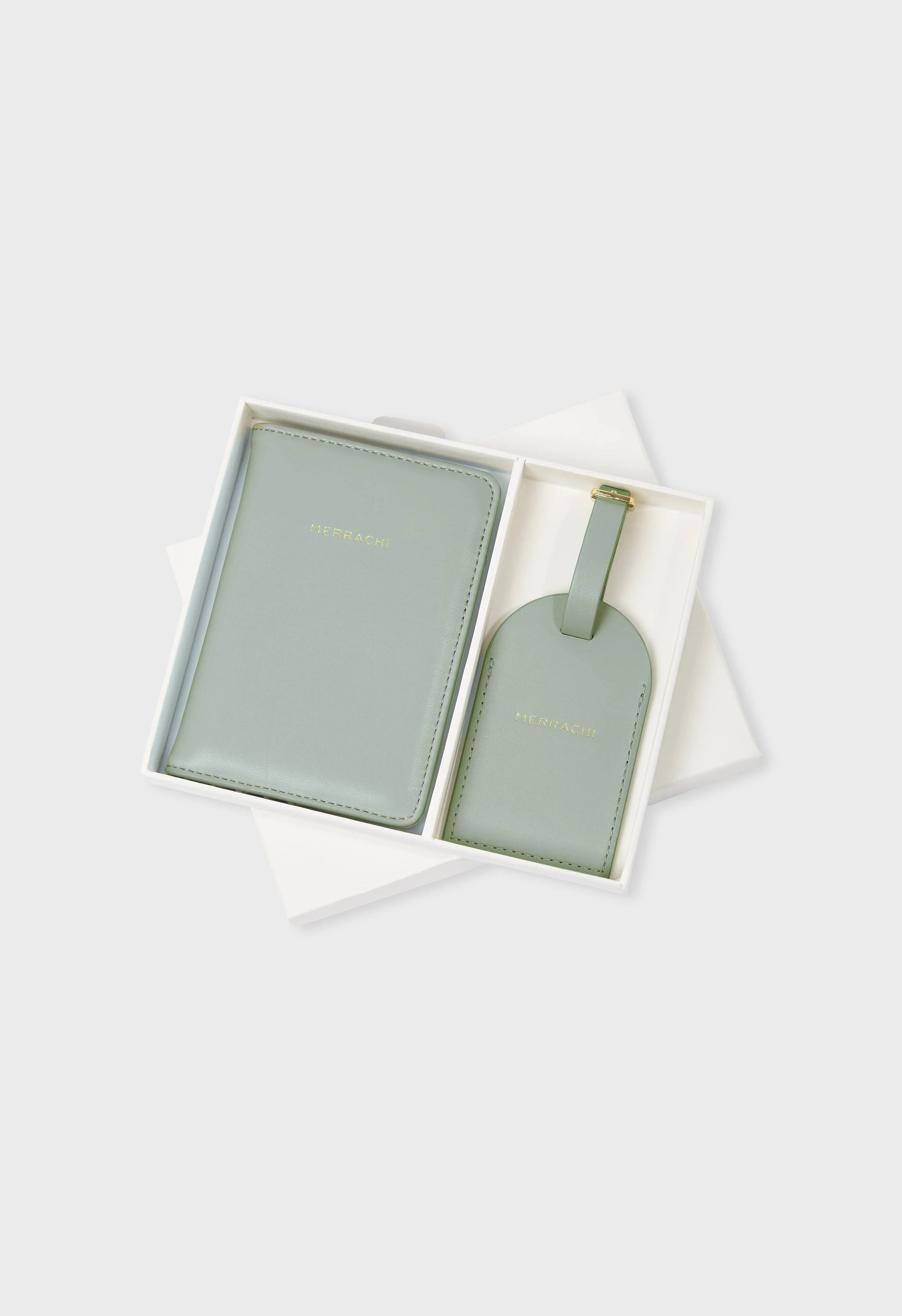 Passport Holder and Luggage Label | Misty Green