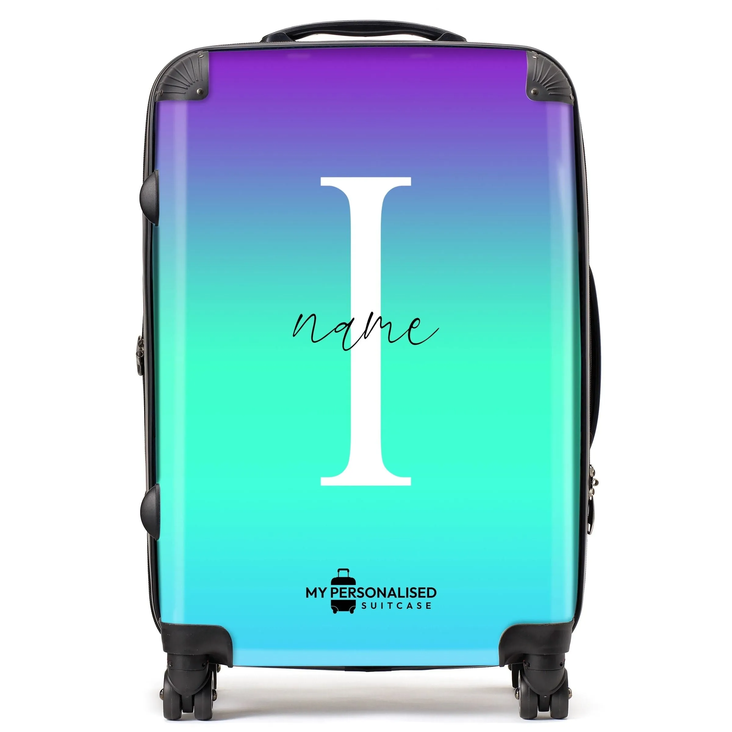 Personalised Blue, Green and Purple Ombre Gradient Suitcase