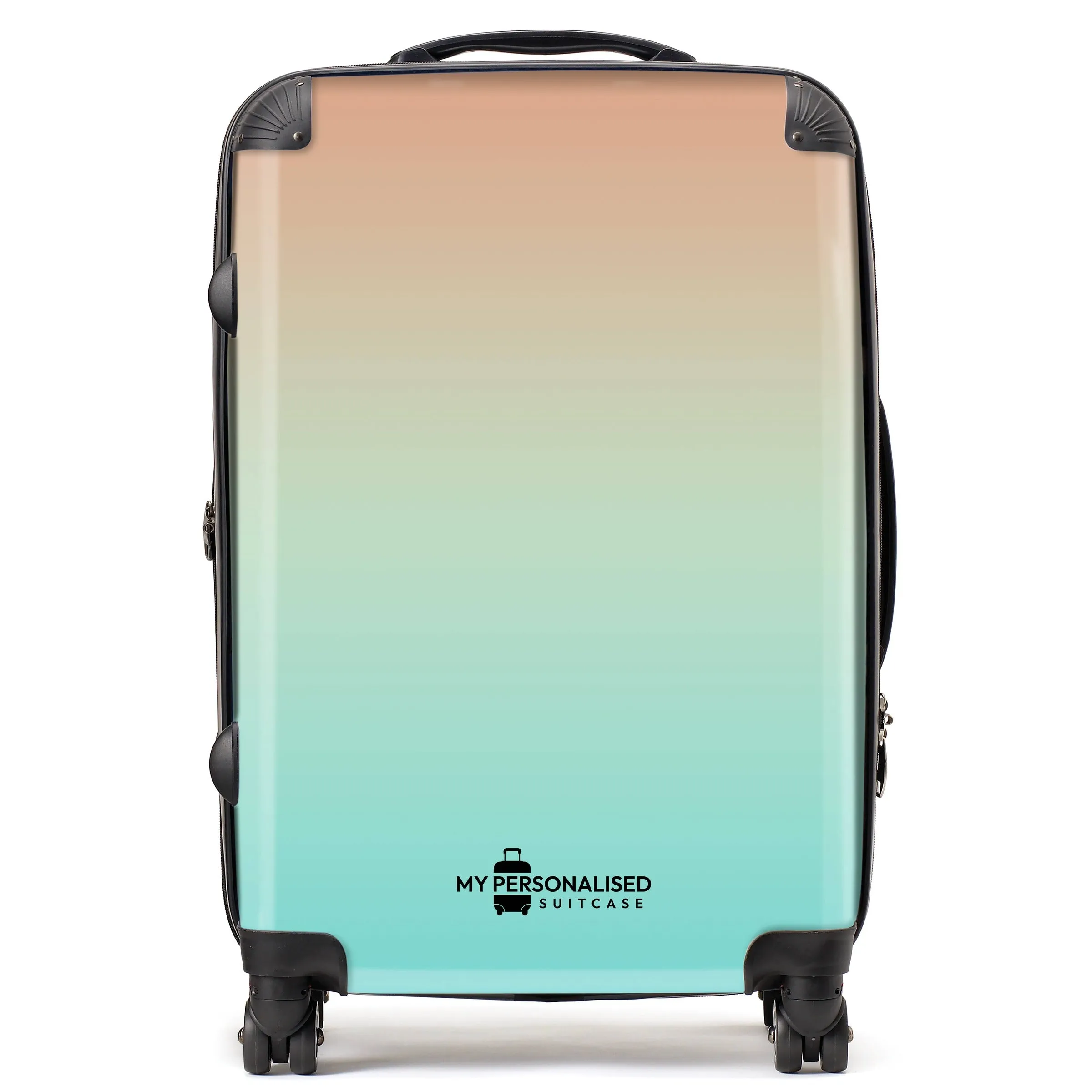 Personalised Green and Peach Ombre Gradient Suitcase