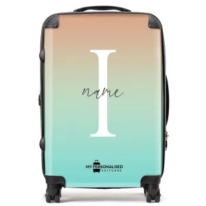 Personalised Green and Peach Ombre Gradient Suitcase