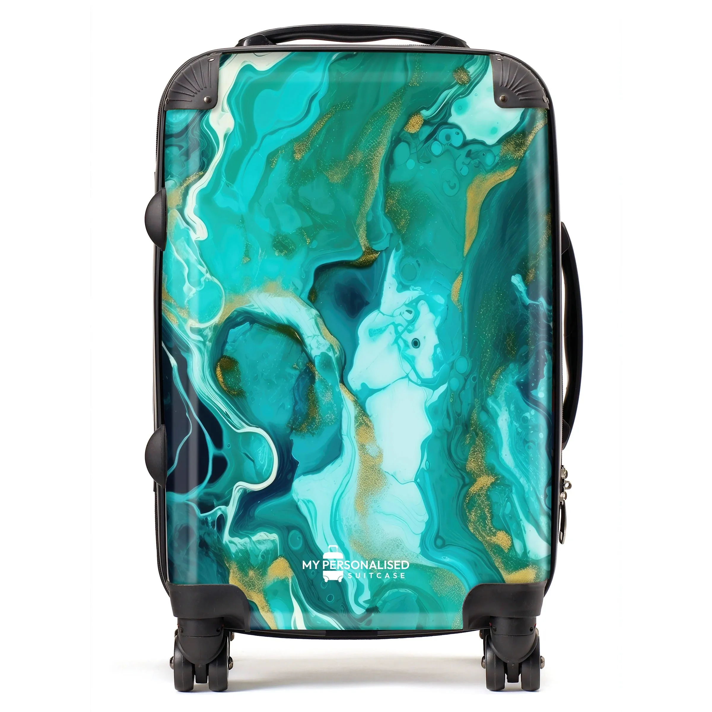 Personalised Sea Green Marble Suitcase