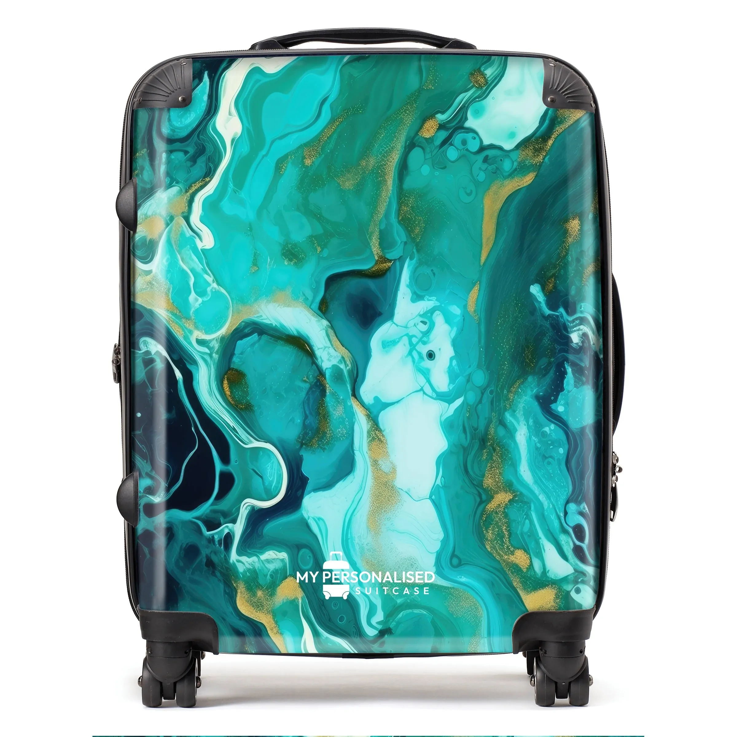 Personalised Sea Green Marble Suitcase