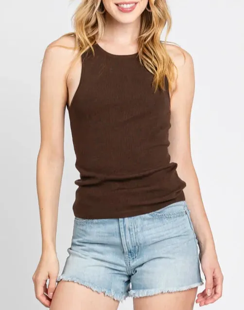 Plain As Day Round Neck Knit Sweater Tank Top (Assorted Colors)