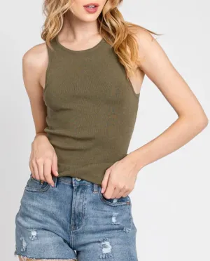 Plain As Day Round Neck Knit Sweater Tank Top (Assorted Colors)