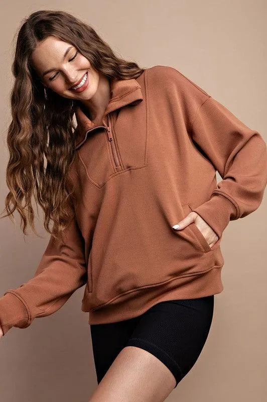 Quarter Zip Funnel Neck Pullover