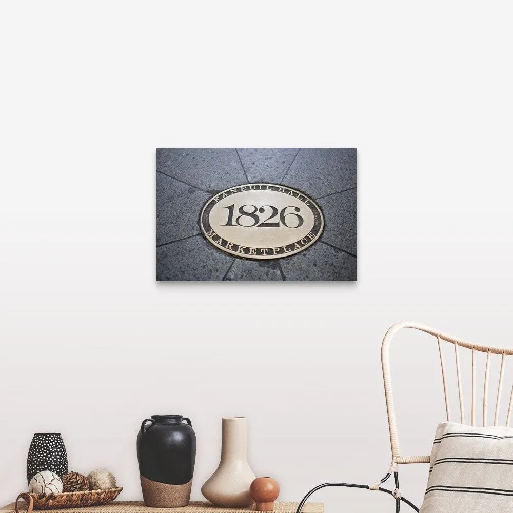 "1826 date stone, Faneuil Hall, Boston, Massachusetts" Canvas Wall Art