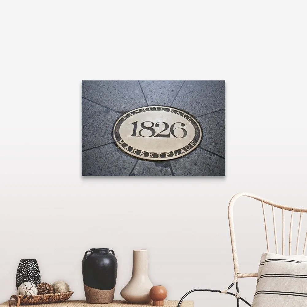 "1826 date stone, Faneuil Hall, Boston, Massachusetts" Canvas Wall Art